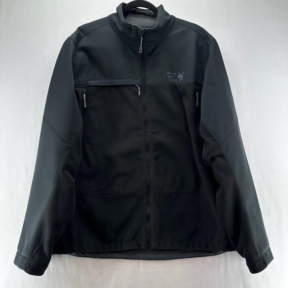 Mountain Hardwear Jacket Mens XL Mountain Tech II Soft Shell Fleece Gray Black